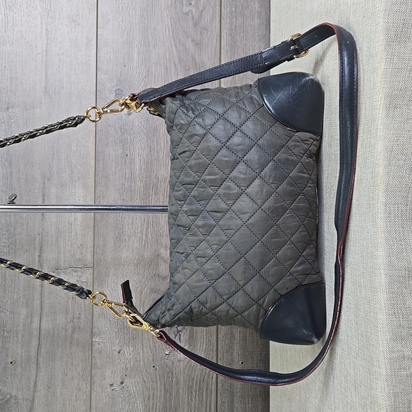 MZ Wallace Gray Quilted Nylon Leather Crossbody Shoulder Bag - Picture 4 of 13